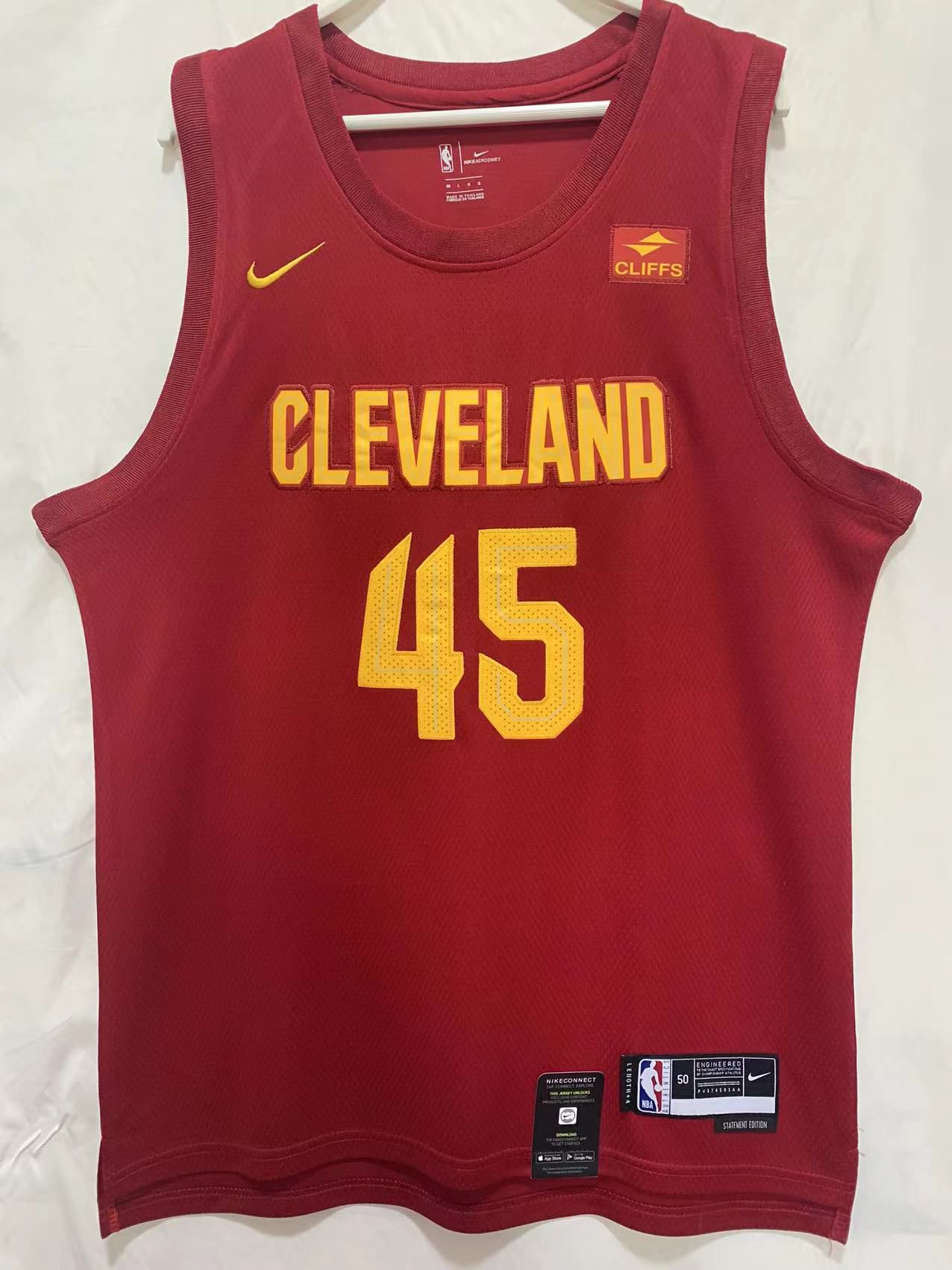 Cheap Men Cleveland Cavaliers 45 Mitchell Red Nike 22-23 NBA Jersey